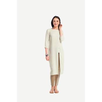 Cream plain rayon kurtas-and-kurtis 1