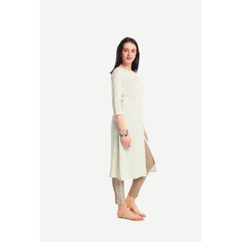 Cream plain rayon kurtas-and-kurtis 2