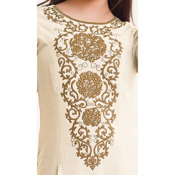 Cream embroidered viscose kurtas-and-kurtis 3