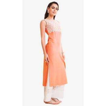 Coral embroidered rayon kurtas-and-kurtis 2