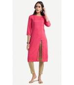 Pink plain rayon kurtas-and-kurtis