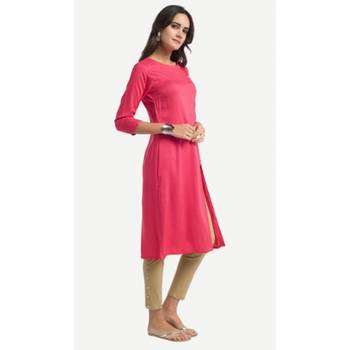 Pink plain rayon kurtas-and-kurtis 2