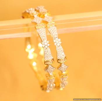 Embellished Diamond Look Flower Bangles 1