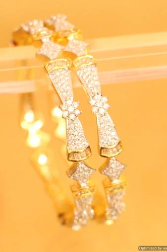 Embellished Diamond Look Flower Bangles