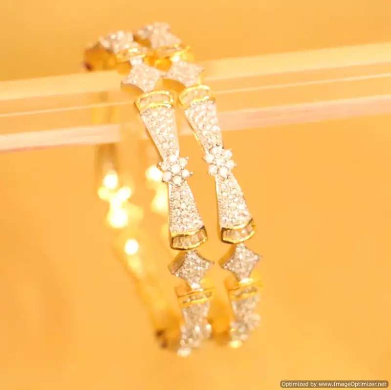 Embellished Diamond Look Flower Bangles