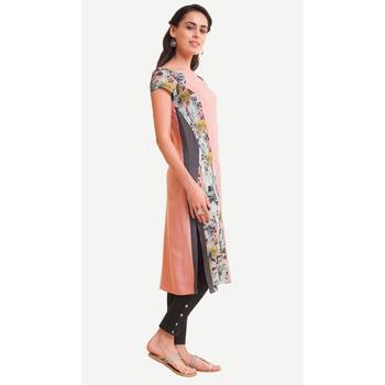 Peach printed rayon kurtas-and-kurtis 2