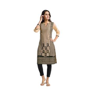 Beige embroidered cotton kurtas-and-kurtis 1