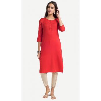 Red plain rayon kurtas-and-kurtis 1