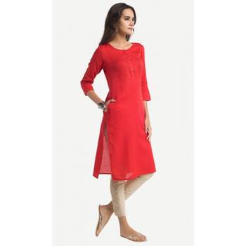 Red plain rayon kurtas-and-kurtis 2