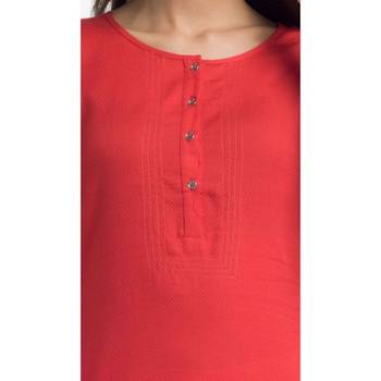 Red plain rayon kurtas-and-kurtis 3