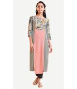 Grey printed rayon kurtas-and-kurtis