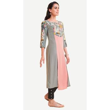Grey printed rayon kurtas-and-kurtis 2