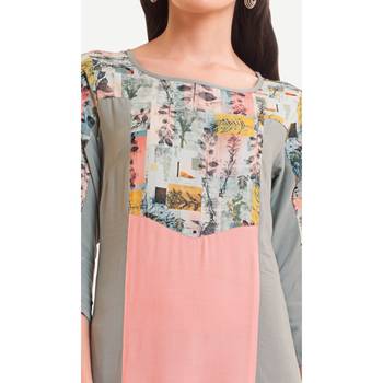 Grey printed rayon kurtas-and-kurtis 3