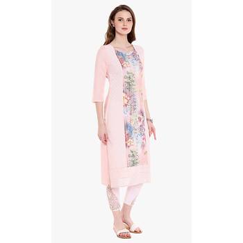 Peach printed rayon kurtas-and-kurtis 2