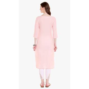Peach printed rayon kurtas-and-kurtis 3