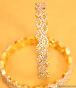 Embellished Leaf Pattern Elegant Diamond Look Bangles