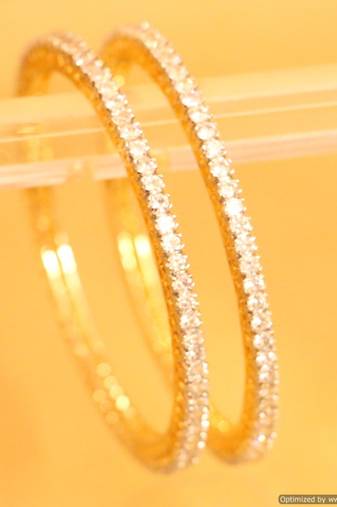 Embellished Gold Plated Single Line Solitaire Look Bangles