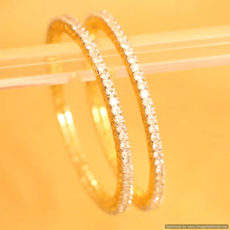 Embellished Gold Plated Single Line Solitaire Look Bangles