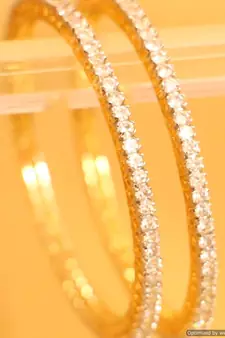 Embellished Gold Plated Single Line Solitaire Look Bangles