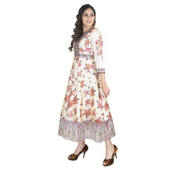 Beige printed silk ethnic-kurtis 3
