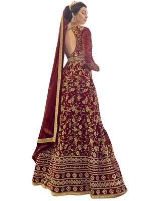 Maroon embroidered net salwar 2