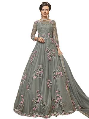 Grey embroidered net salwar 1