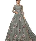Grey embroidered net salwar