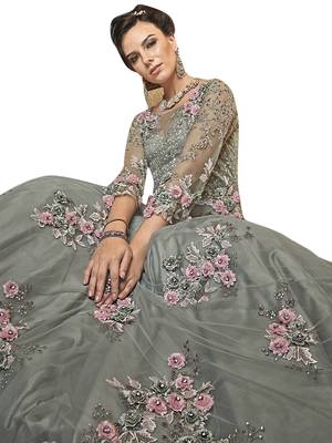 Grey embroidered net salwar 3
