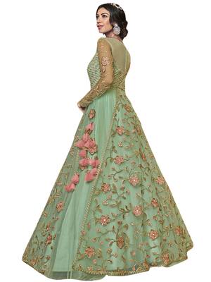 Green embroidered net salwar 2