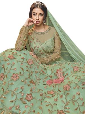 Green embroidered net salwar 3