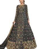 Grey embroidered net salwar