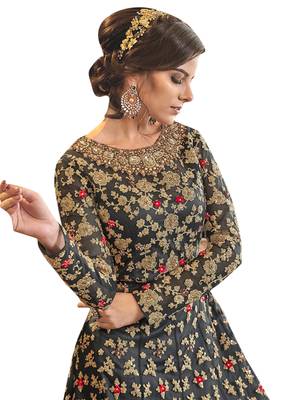 Grey embroidered net salwar 2