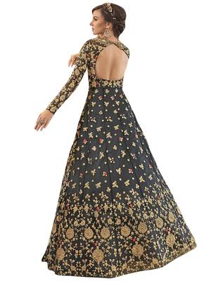 Grey embroidered net salwar 3