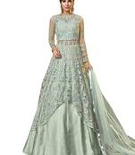 Green embroidered net salwar