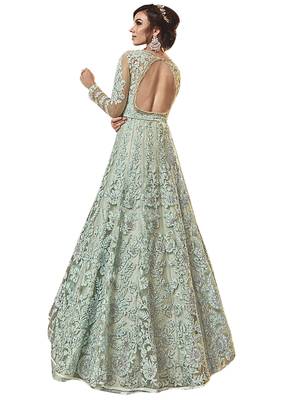Green embroidered net salwar 2