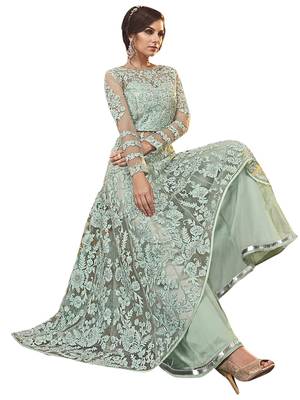 Green embroidered net salwar 3