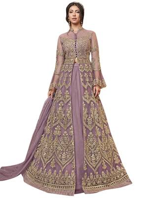 Pink embroidered net salwar 1
