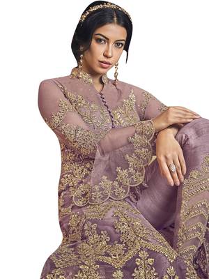 Pink embroidered net salwar 3