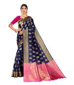 Women's Navy Traditional Banarasi Art Silk Zari work Saree