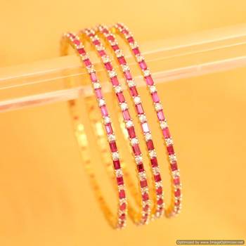 Embellished Diamond Look Ruby   Bangles 1
