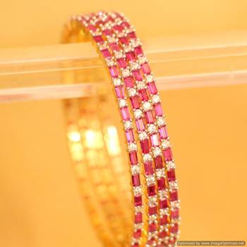 Embellished Diamond Look Ruby   Bangles 2