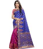 Women's Blue Half and Half Banarasi Art Silk Zari work Saree