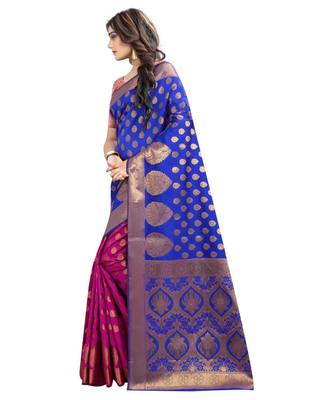 Women's Blue Half and Half Banarasi Art Silk Zari work Saree 2