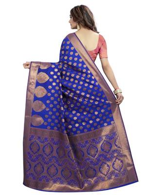 Women's Blue Half and Half Banarasi Art Silk Zari work Saree 3