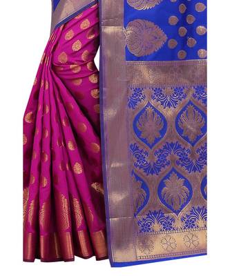 Women's Blue Half and Half Banarasi Art Silk Zari work Saree 4