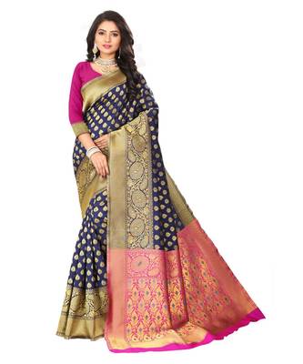 Women's Navy Traditional Banarasi Art Silk Zari work Saree 1