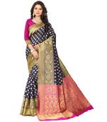 Women's Navy Traditional Banarasi Art Silk Zari work Saree