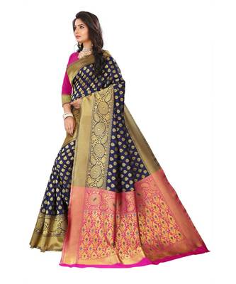Women's Navy Traditional Banarasi Art Silk Zari work Saree 2
