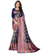 Women's Navy Traditional Banarasi Art Silk Zari work Saree