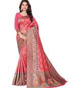 Women's Pink Traditional Banarasi Art Silk Zari work Saree